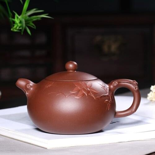 Recommended yixing masters all hand applique large capacity 440 cc undressed ore bottom groove qing NiXinAn teapot