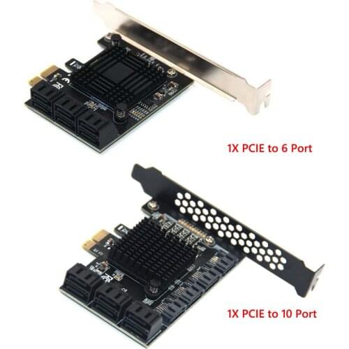SATA PCIE 1X Adapter 6/10 Ports PCIE X4 X8 X16 to SATA 3.0 6Gbps Interface Rate Riser Expansion Card for Desktop PC Computer