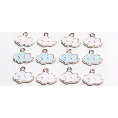 Cute 10pcs/lot Cartoon Enamel White Cloud Charms Pendants Neacklace DIY Earrings Handmade Charm Craft Jewelry Making