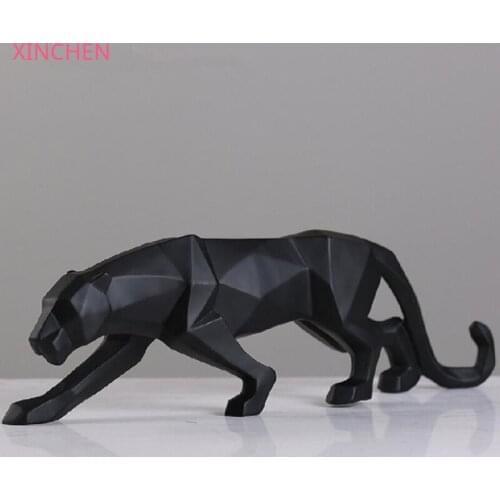 New 2020 Leopard Statue Figurine Modern Abstract Geometric Style Resin Panther Animal Large Ornament Home Decoration Accessories