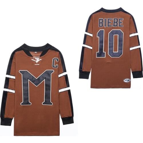 BG ice hockey jerseys M 20 BIEBE jersey Embroidery sewing Outdoor sportswear Hip-hop culture movie coffee