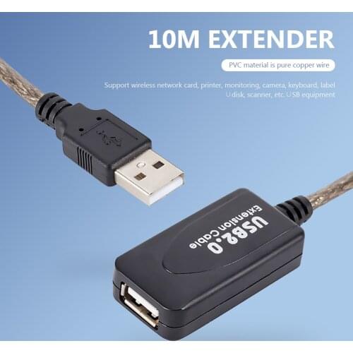 A Male to A Female Repeater Cable Extender Cord Extension 10m Active USB 2.0 for Household Computer Accessories
