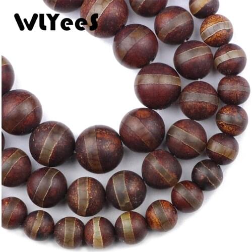 WLYeeS Natural Carnelian China Tibetan Dzi Stripe Beads Religious 8-12mm round Loose space Beads for Jewelry Bracelet Making DIY
