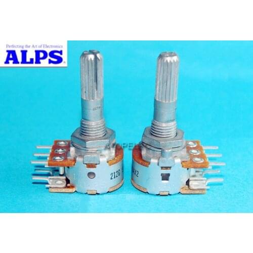 Japan ALPS RK16 50KAX2/100KAX2 Volume LOG Stereo Potentiometer 2-gang Dual 50K/100K Knurled Shaft