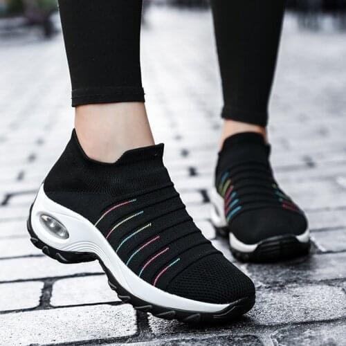 Womens Casual Shoes Fashion Platform Sneakers Woman Breathable Air Cushion Outdoor Solid Heightening Footwear Chaussures Femme