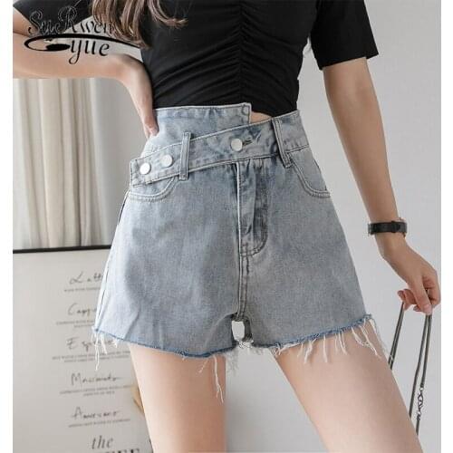 High Waist Shorts Women Summer 2020 New Female Blue Jean Denim Shorts for Women Wide Leg Vintage Irregular Shorts 8942 50