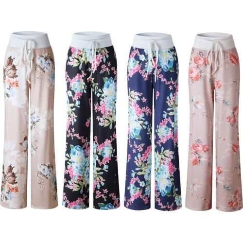 Womens Lady Loose Casual Jogger Dance HipHop Slacks Trousers Summer Pants Drawstring Ladies Flower Yogo Pants Print Clothing