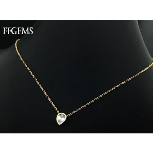 FFGems Real 10K Gold Necklace Sterling Moissante Pendant Elegant Women Lady Fine Jewelry Wedding Party Gifts Wholesale