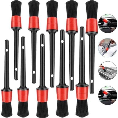 10pcs Detailing Brush Set Fiber Plastic Handle Automotive Detail Brushes for Car Cleaning