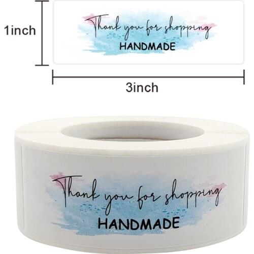 120pcs Rectangle Pink Business Label Stickers Paper Cute Thank You Stickers for Shipping DIY Bags Seal Labels Stationery Sticker