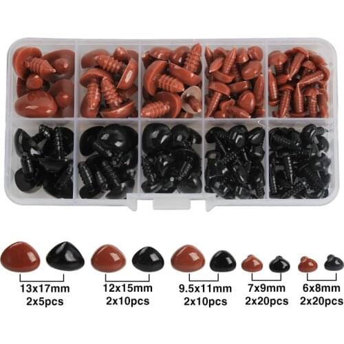 130pcs/box Mini Black and Brown Plastic Safety Noses Triangle For Teddy Bear Stuffed Animals Toys Amigurumis Dolls Accessories