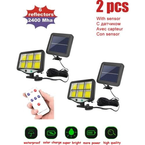 2pcs seperable Powerful Remote Control COB Solar Light Led Outdoor Solar Lamp Motion Sensor Garden Wall Street Lights Decor Ligh