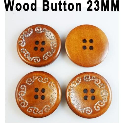 20PCS Coffee Carving Flower Button Flower Painting Wooden Buttons Coat Boots Sewing Clothes Accessory Garment Fits MCB-257
