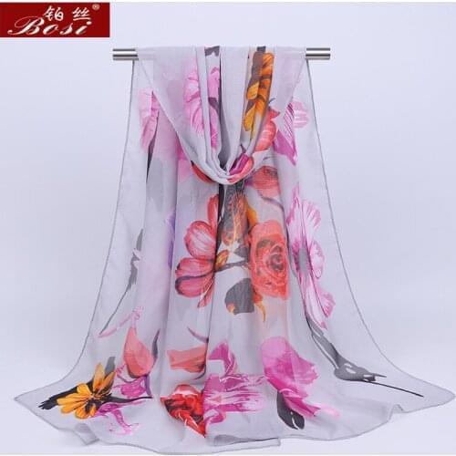 2020 Fashion New Chiffon Flower scarf summer Soft women print Multicolor long scarves bohemian hijab ladies shawl wholesale
