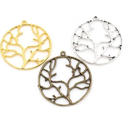 44x39mm 5pcs Antique Silver Plated and Bronze and Gold Color Plated Tree Style Handmade Charms Pendant:DIY for bracelet necklace