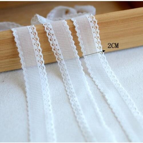 5 Meters/lot 2cm Free Shipping Embroidered White Elastic Lace Trimming Appliques Wedding Decor Craft