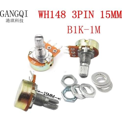 5PCS Adjustable potentiometer WH148 1K 2K 5K 10K 20K 50K 100K 250K 500K 1M OHM Linear Taper Rotary Potentiometer Resistor