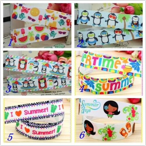 7/8'' Free shipping summer slipper bikini printed grosgrain ribbon hairbow headwear party decoration diy wholesale OEM 22mm S385