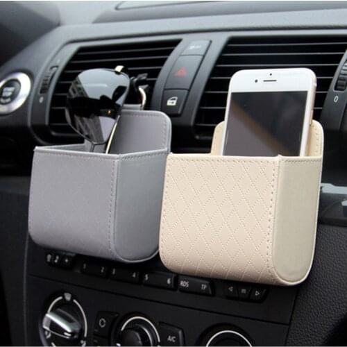 Car Outlet Vent Seat Back Tidy Storage Box PU Leather Coin Bag Case Pocket Organizer Hanging Holder Pouch Automobile Accessories