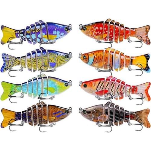 Spoons Baits Hard Fishing Lures 2 Treble Hooks Joint ABS Plastic Jig Lure for Trout Bass Walleyes Fishing Lures