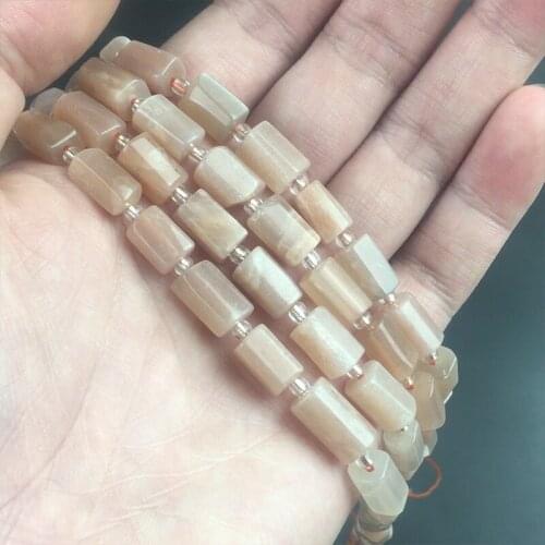 Natural Faceted SunStone Stone Beads Cylinder Shape Gem Spacer Beads For Jewelry Making DIY Charms Bracelet Accessories 7.5