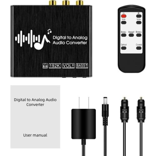 Digital To Analog Audio Converter 3.5mm Jack Coaxial Optical Fiber Jack With Remote Control Audio Converter Adapter Amplifier