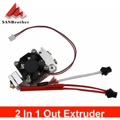 Cyclops and Chimera Extruder 2 In 1 Out 2 colors Hotend Bowden with Titan / Bulldog Extruder for 3D Printer I3 12V/24V