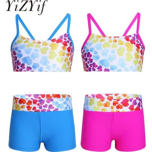 YiZYiF Girls Gymnastics Leotard Ballet Polka Dot Strappy Top Bra and Shorts Set for Swimwear Dancing Exercise Workout Outfits
