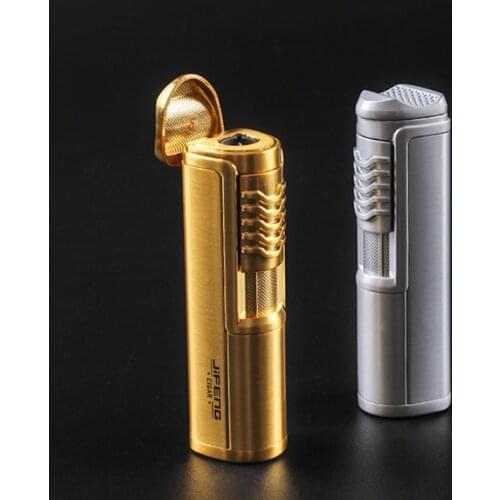 JiFeng zone cigar tow windproof direct impact inflatable adjustable gas lighter smoking tool