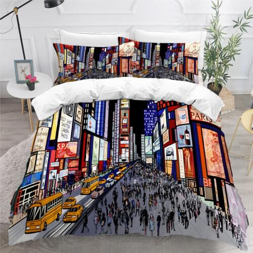 3D Duvet Cover Sets Quilt Covers Pillow Shams Case Set Bedding Set King Queen Full Double Single Size Graffiti City Bed Linens