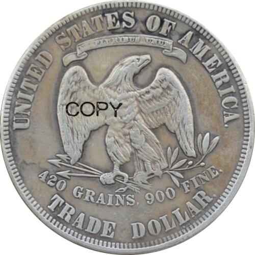 United States Of America 1878 Trade Dollar Brass Silver Plated Copy Coins