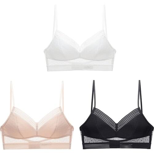 Summer Big Open Back Bra Without Steel Ring French Sexy Polka Dot Lace Thin Section Invisible Beautiful Back Underwear