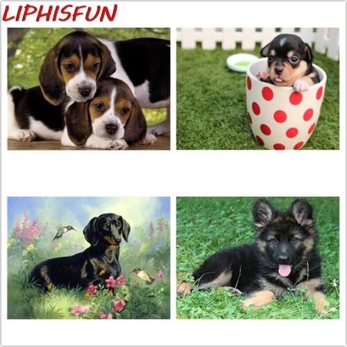 LIPHISFUN Diy 5d Diamond Painting Dachshund Rhinestones Full Drilling Diamond Embroidery Animal cute Dog Puppy Room Decor