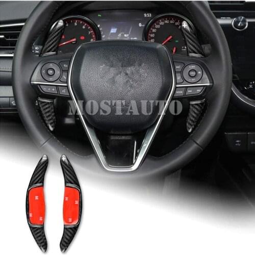 For Toyota Camry Corolla RAV4 2019-2021 Real Carbon Fiber Paddle Paddle Shift Steering Wheel Shifter Extension Black/Red