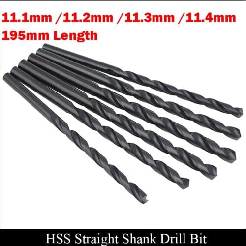 11.1mm 11.2mm 11.3mm 11.4mm 195mm Length Metal High Speed Steel HSS Fully Ground Black Finished Straight Shank Twist Drill Bit