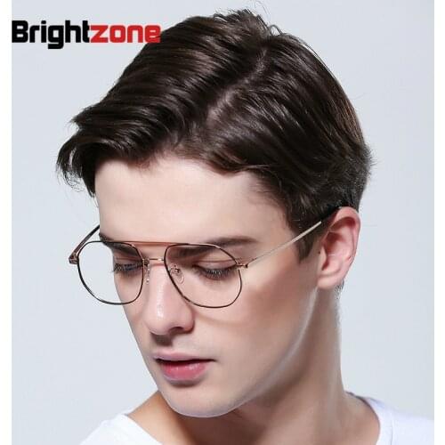 Brightzone Fashion Man Glasses Metal Frame Myopia Spectacles Clear Lens Comfortable Nose Pads Computer Eyeglasses Prescription