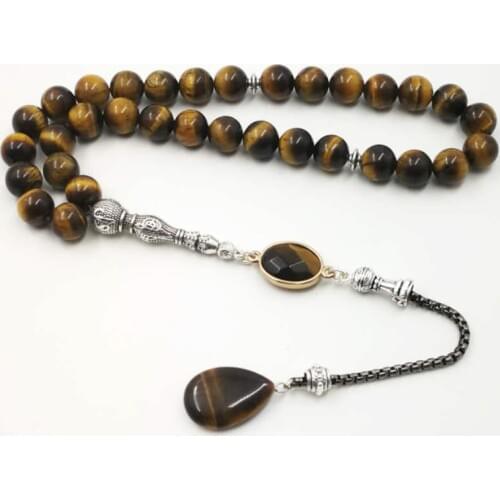 New style Mans Tasbih 2019 style Tiger eyes natural stone Muslim rosary islam 33 66 99 beads Fashion Bracelets