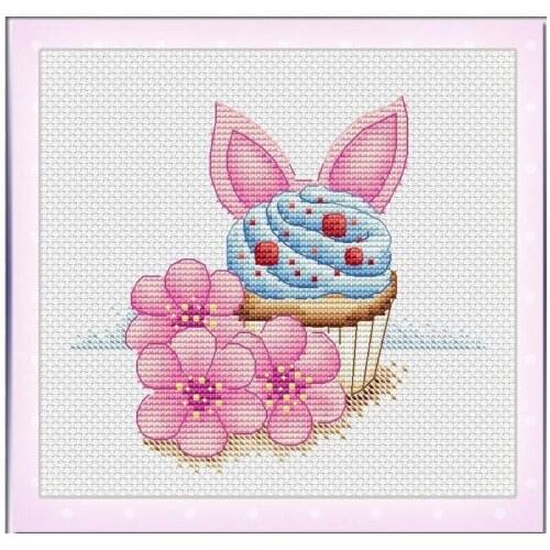 TD Counted Cross Stitch Kit Fan blowing a fan Handmade Needlework For Embroidery 14ct Cross Stitch Peach Blossom and Cupcake