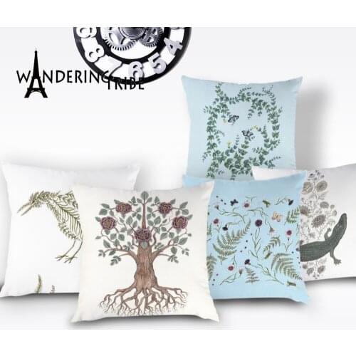 Plant Pillow Cases Farmhouse Home Decor Covers Rabbit Cat Cushion Throw Pillows Case Tree Floral Animal Leaves Cushion Cover