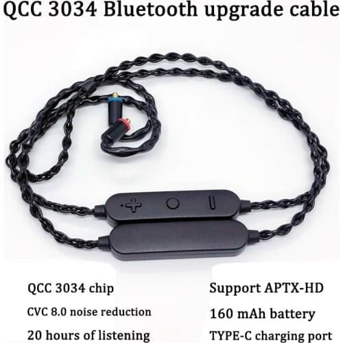 Upgrade Cable For mmcx 0.78mm 2pin SE215 SE535 IE80 A2DC QDC cableHandmade QCC3034 Bluetooth5.0 support aptx HD AAC