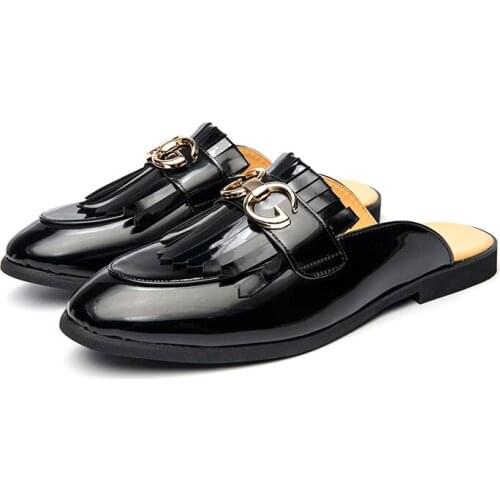 Plus size48 shoes mens original mens skirt shoes outdoor patent leather slippers mens mule casual shoes mens sandals сандали