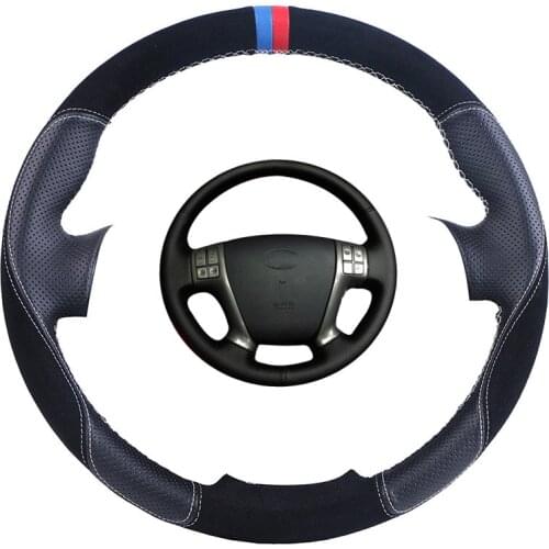 Custom Car Steering Wheel Cover For Hyundai Veracruz 2007-2012 IX55 2007-2012 Vera Cruz Suede Leather Auto Steering Braid