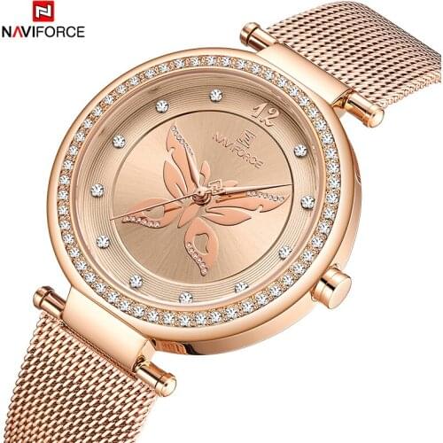 Direct Selling The New NAVIFORCE Elegant Casual Womens Watch Fashion Of Butterfly Graphics With Diamonds Quartz Ladies Watches