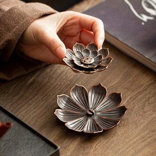 Lotus Shaped Incense Plate Sandalwood Burner Stick Censer Household Yoga Studios Buddhism Nasturtium Incense Line Holder