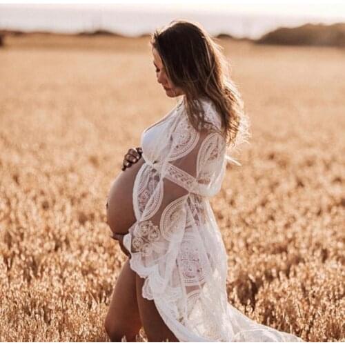 Crochet Lace Maternity Photography Props Dresses Long Pregnancy Dress Maxi Maternity Gown For Pregnant Women Photo Shoot Prop
