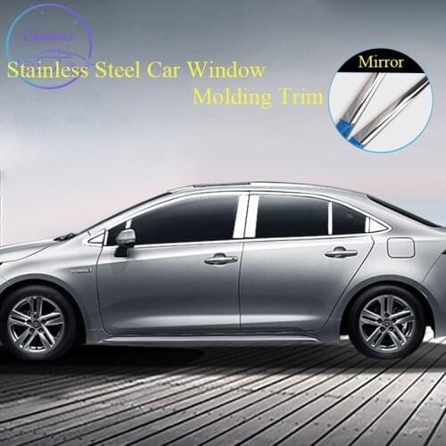 Car Window Center Mid Pillar Bright Strip for Toyota Corolla/Levin 14-21 Stainless Steel Bar Car Window Molding Trim Decoration