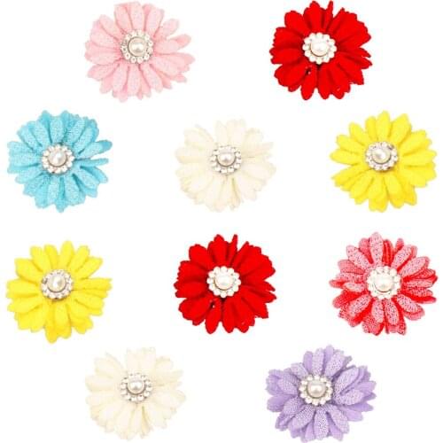 10/20pcs Flower Design Dog Bows with Rubber Bands Pet Grooming Hair Accessories