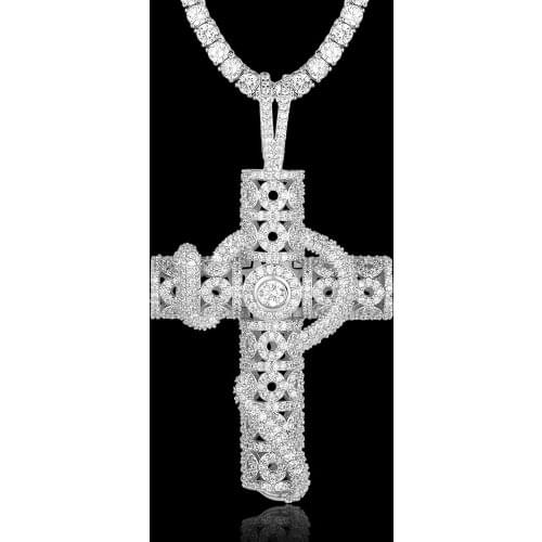 100% Micro Zircon Hip Hop Luxury Cross Pendant Necklace For Men Jewelry Gift Bling Bling Dropshipping Party Iced Out Necklaces