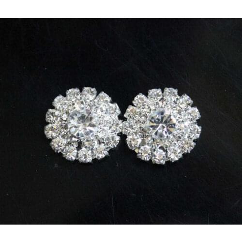 100pcs 18mm Round Rhinestone Embellishment Buttons Flat Back Clear Crystal DIY Accessory Wedding Decor