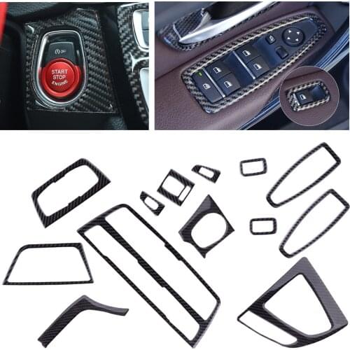 13Pcs Carbon Fiber Interior Trim Decor Cover Fit for BMW 3 4 Series F30 F31 F32 F33 F34